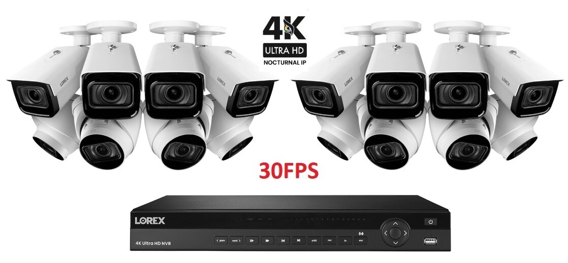 New Lorex 16-Channel 4K NVR 16 (8+8) 8MP 30FPS IP Cameras Nocturnal Motorized