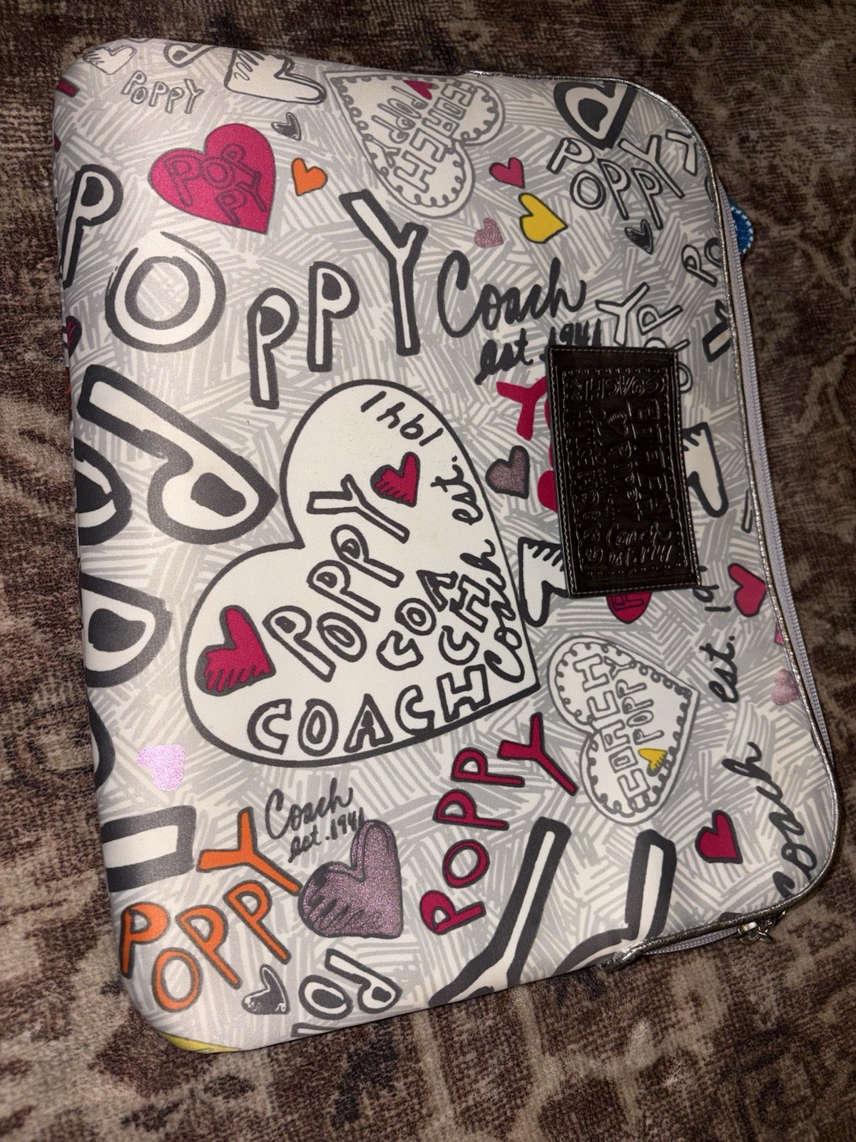 COACH Poppy Computer Laptop Tablet Tech Case, Multicolor Padded Zippered Sleeve
