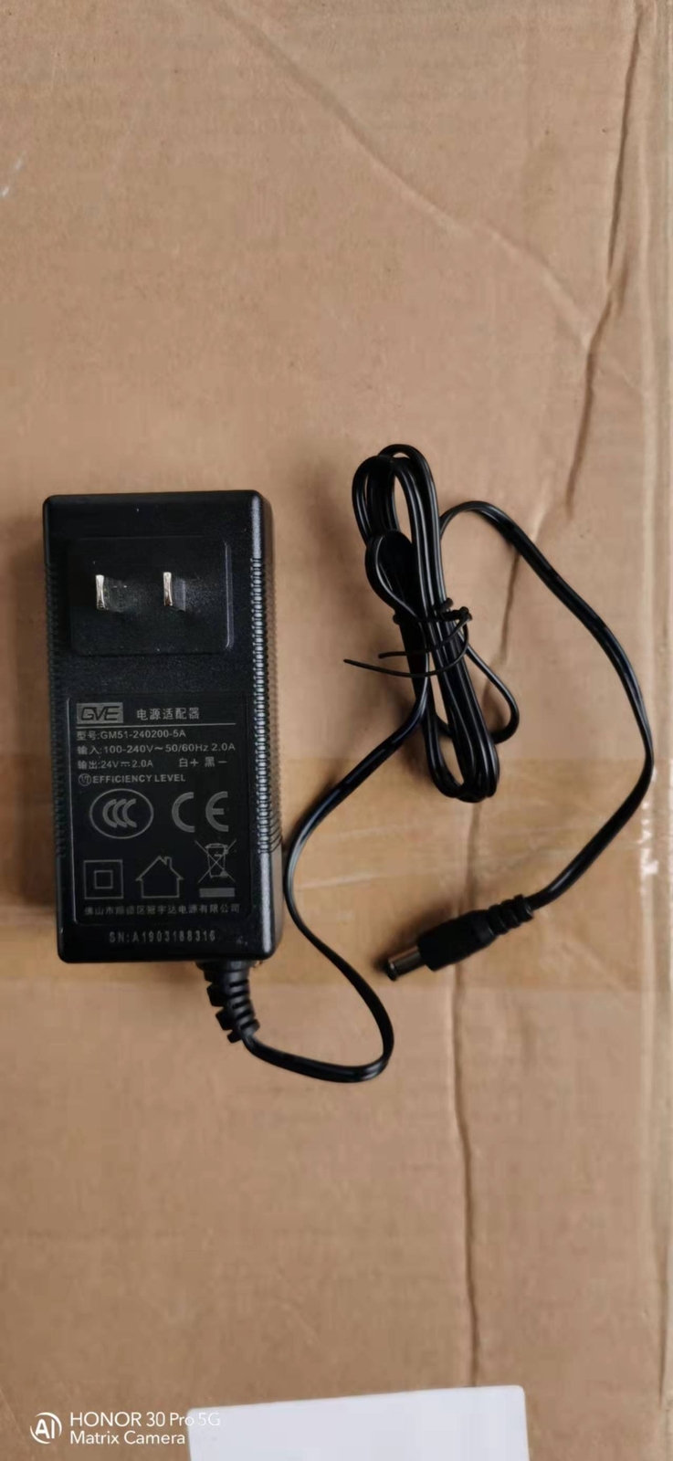 Genuine GVE GM51-240200-5A AC Adapter 24V 2A With Plug Wall Charger Power Supply