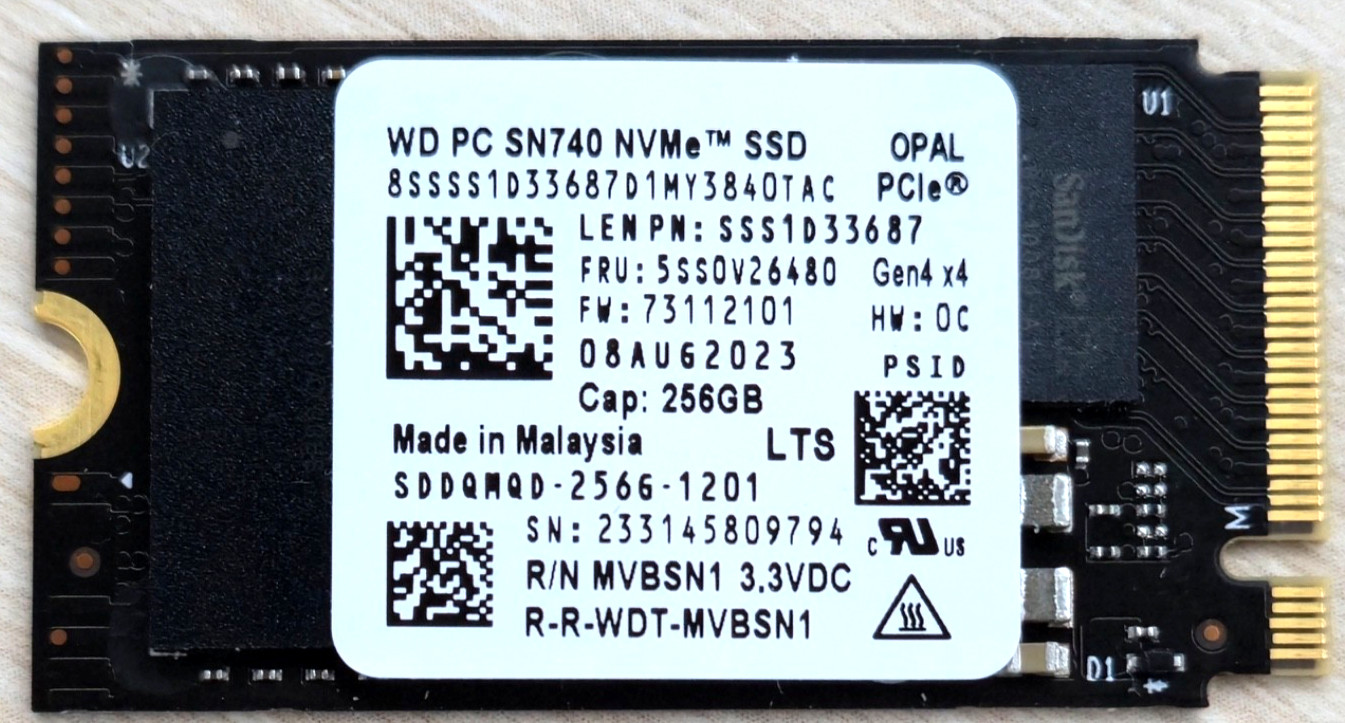 New Lenovo 5SS0V26480 SSD 256GB M.2 2242 PCIe 4X4 Solid State Drive