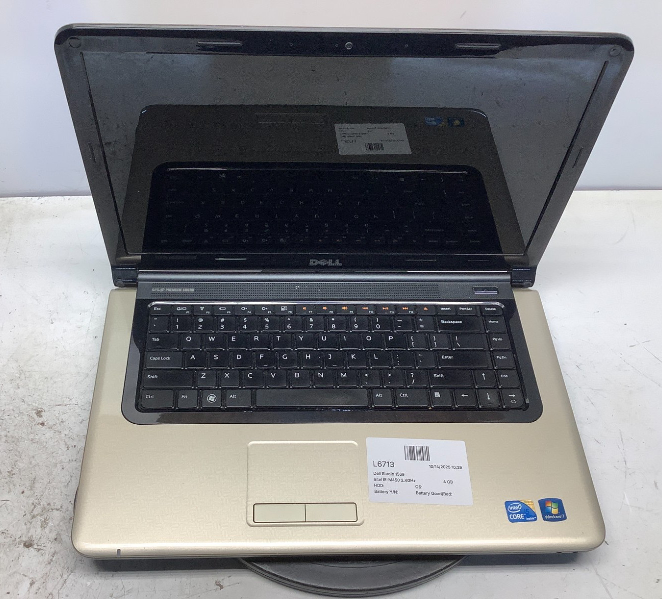 Dell Studio 1569 Intel i5-M450 2.4GHz 4 GB NO HDD