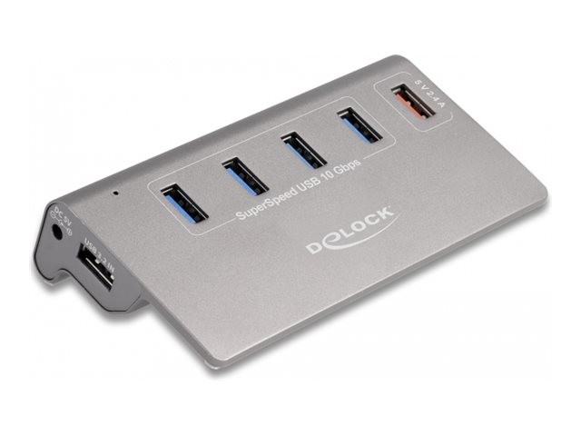 Delock USB 10Gbps Hub con 4 Type-A Ports + 1 Fast Charging Port incl Desktop 64182
