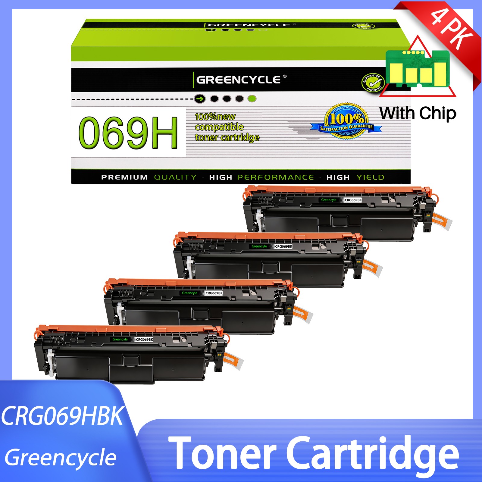 4PK CRG069H BK High Yield Replace Toner Cartridge for Canon LBP674Cdw LBP673Cdw