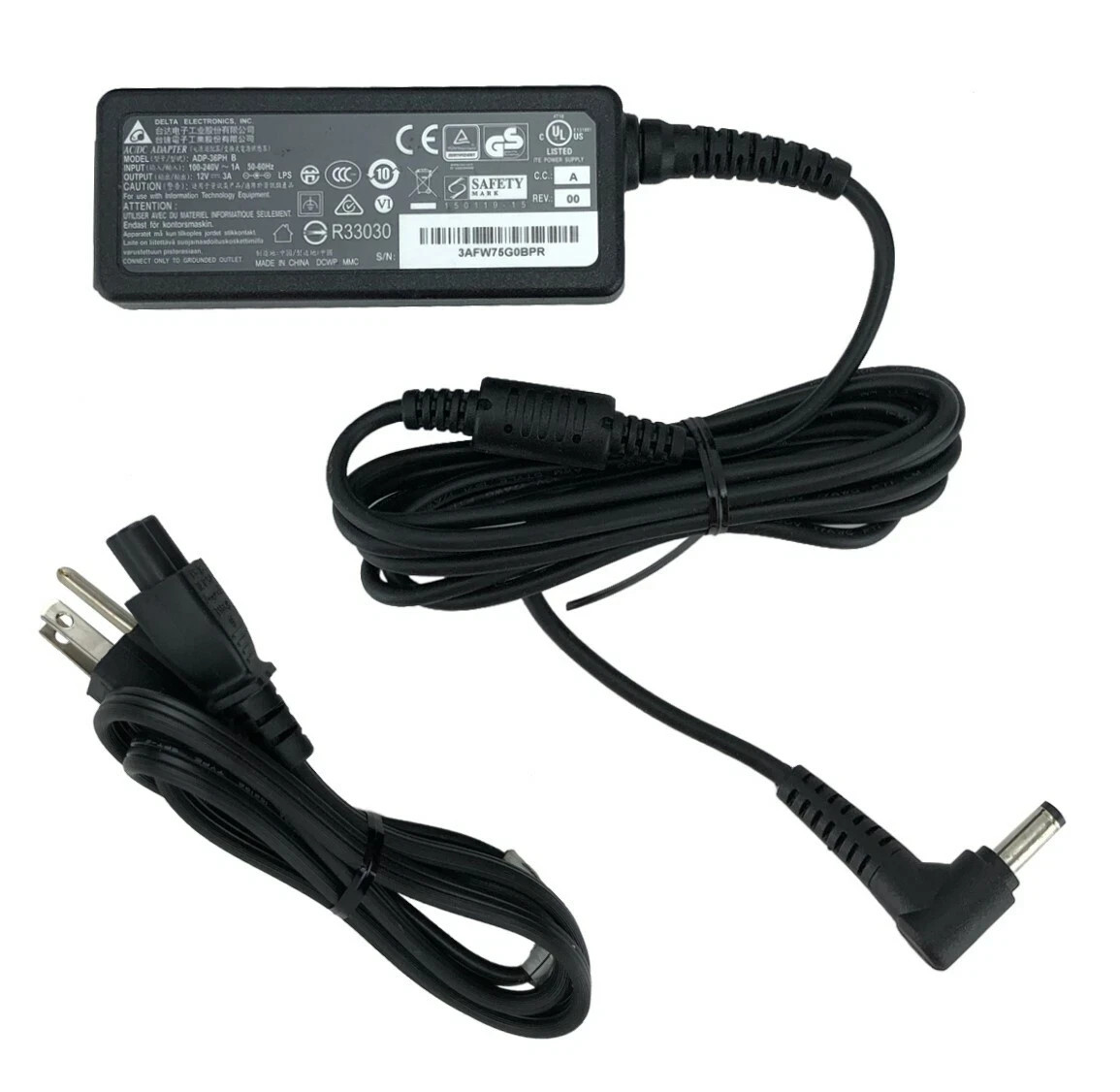 Genuine Delta Electronics ADP-36JH B 12V 3A AC/DC Power Supply Adapter Cord
