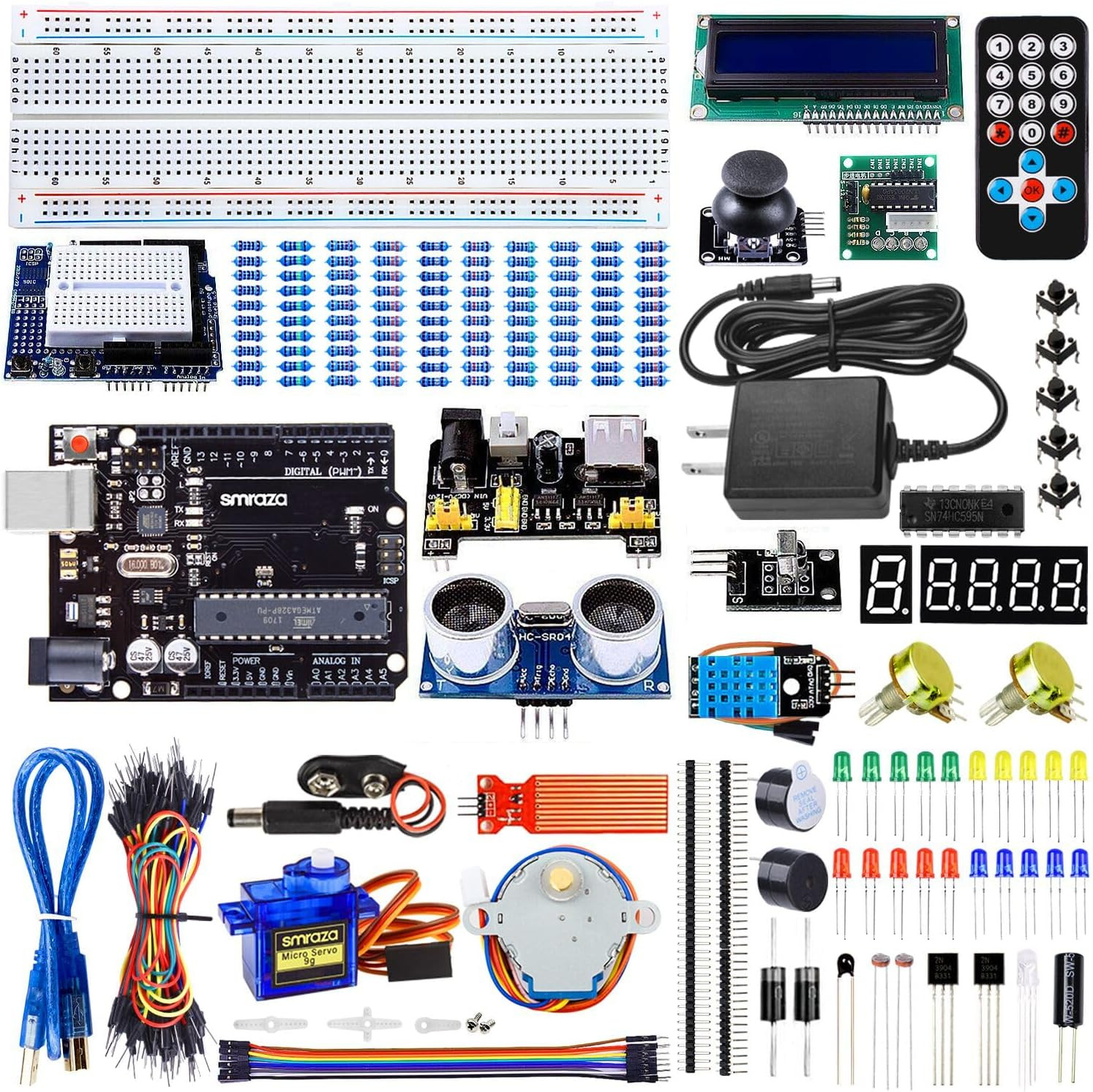 Smraza Super Starter Kit with Breadboard, Power Supply, Sensors, LCD 1602
