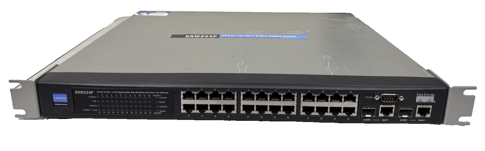 Cisco Linksys SRW224P 24-Port 10/100 Managed 2-Port Gigabit PoE Switch w/ Power