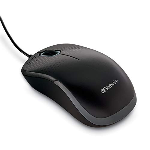 Verbatim USB Silent Corded Optical Mouse - Wired Noiseless Silent Click Computer