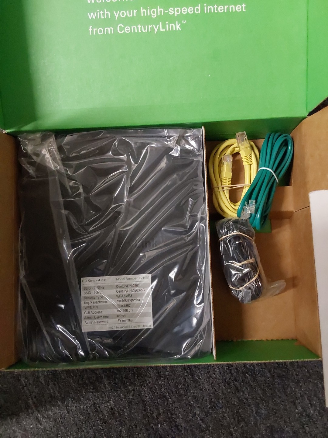 CenturyLink Technicolor C2100T DSL Fiber Wi-Fi VDSL2 Modem Router 802.11ac BD