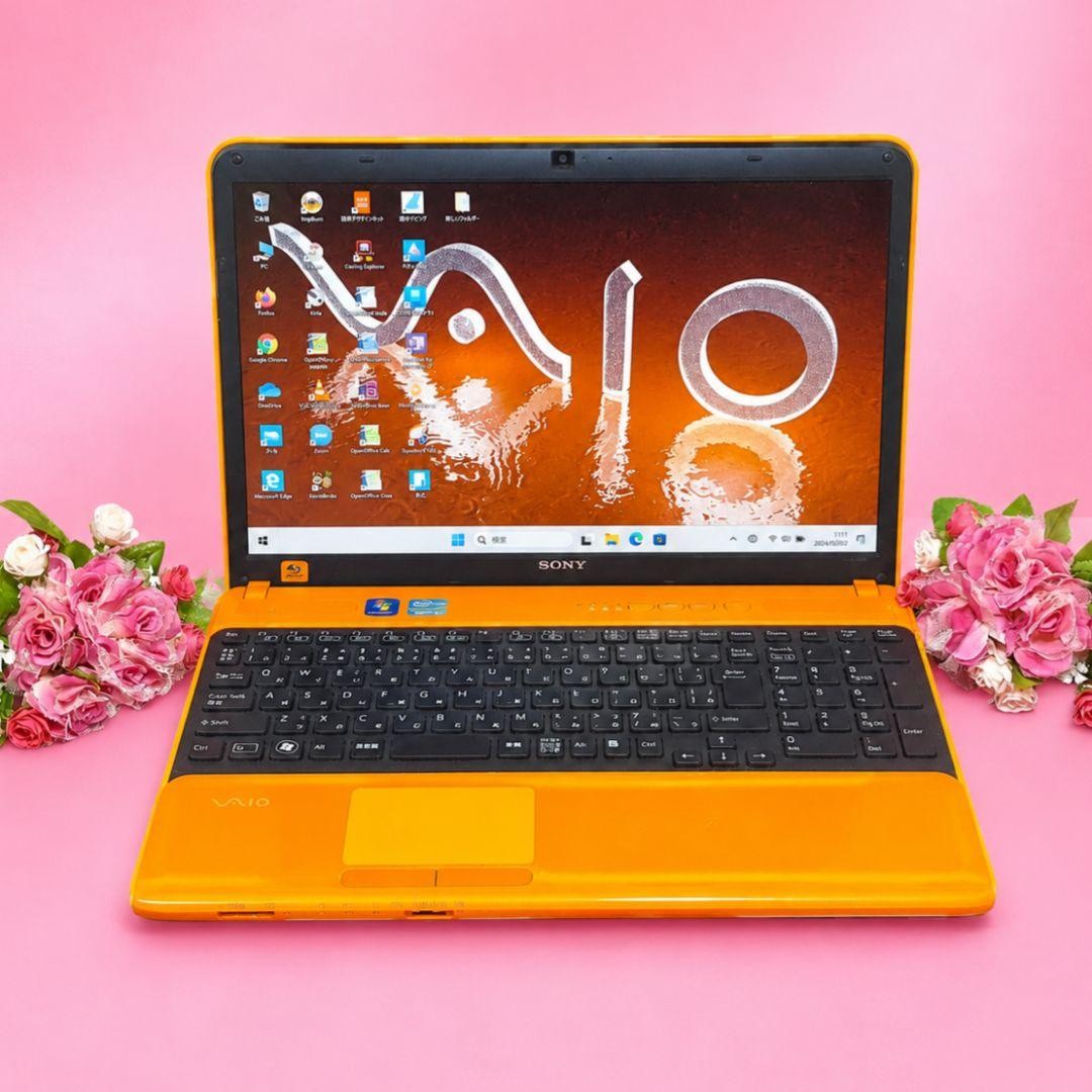 Sony VAIO Orange Laptop Win11 Core i5 8GB 240GB SSD 15.6in Mouse