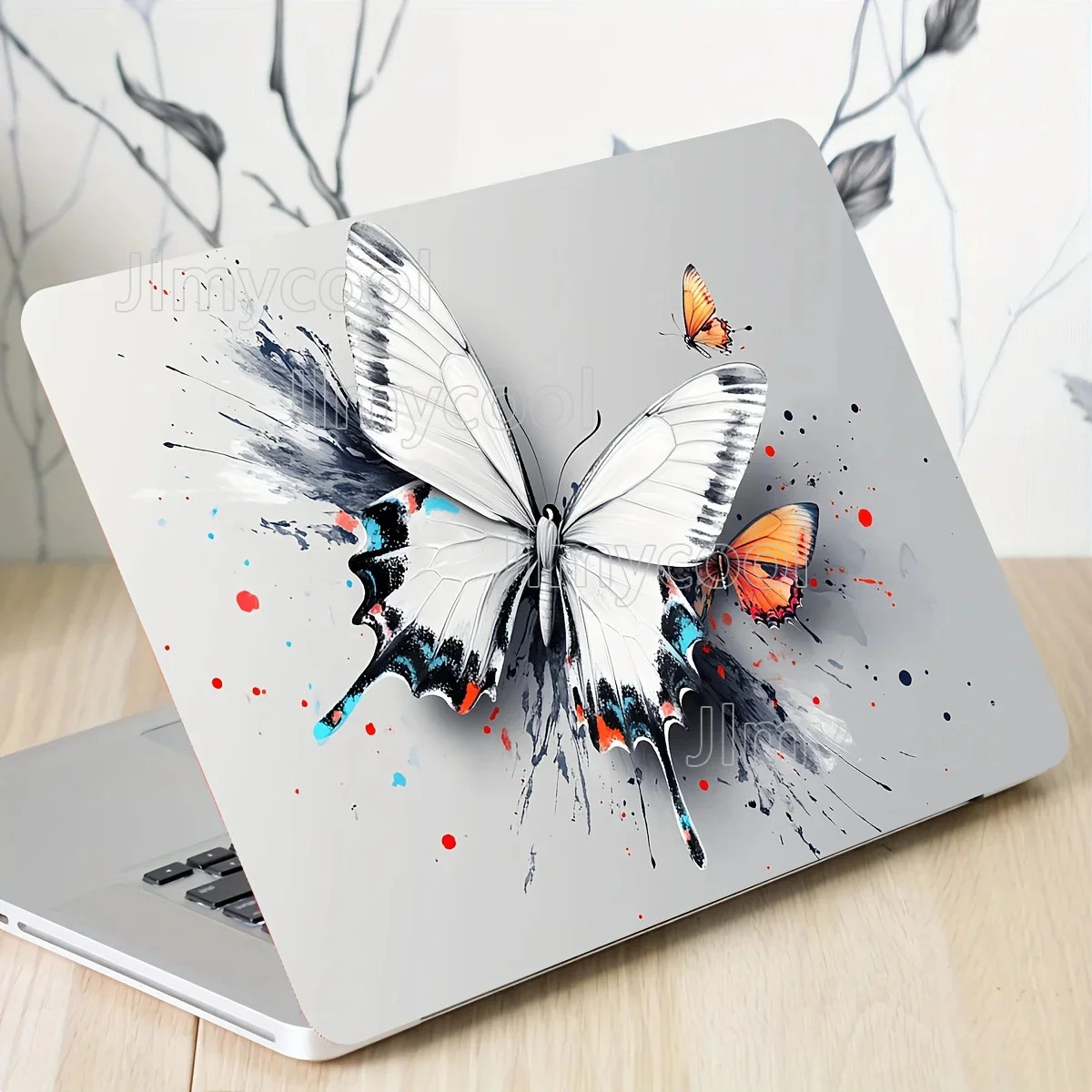 2 Piece Laptop Case with Vibrant Butterfly Art Design Easy To Attach and Durable