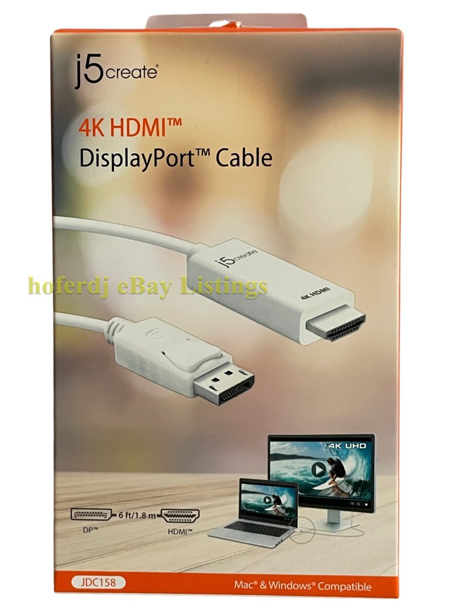 j5 Create 4K HDMI DisplayPort JDC158 Cable 6 ft