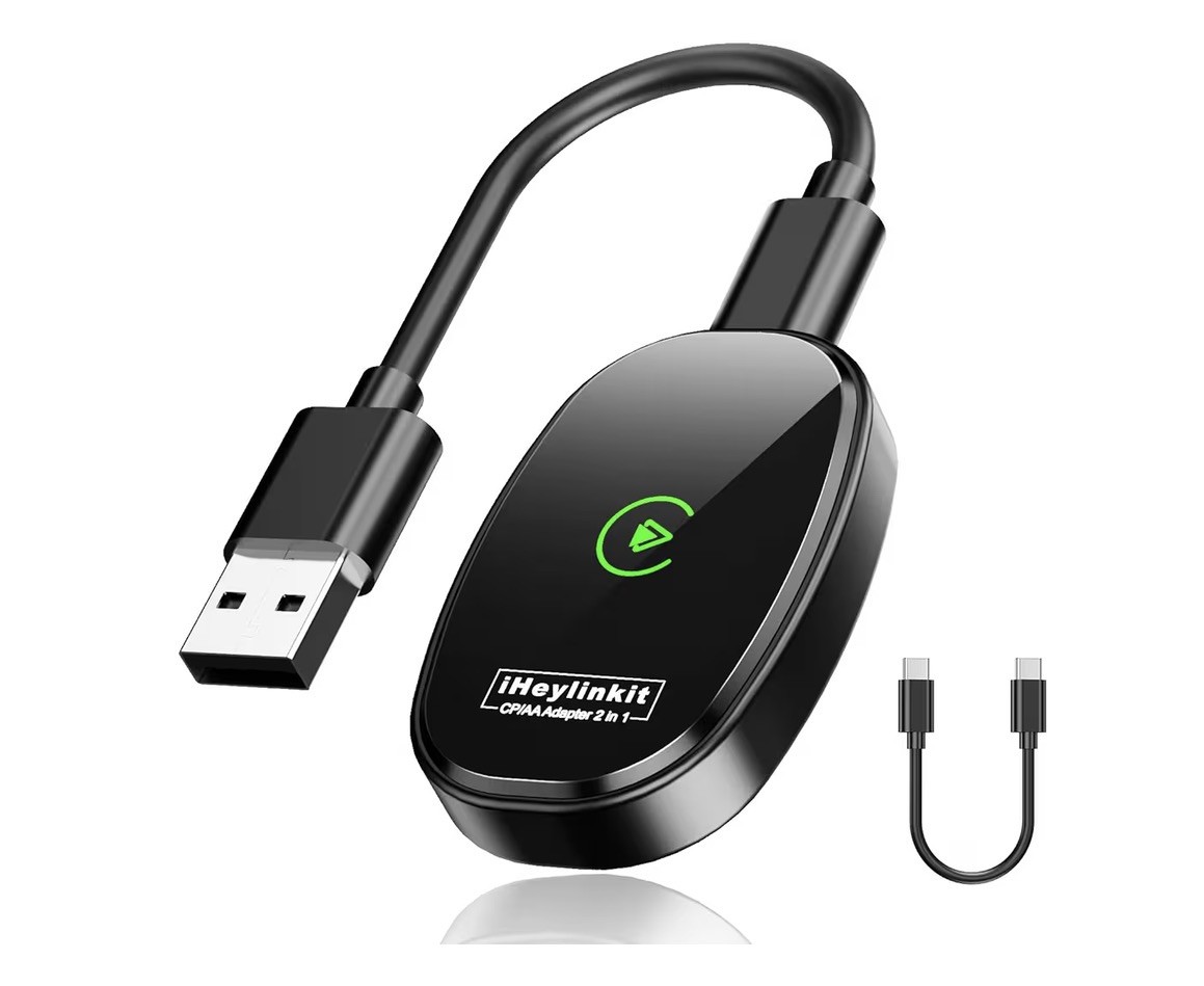 iHeylinkit 2025 Wireless CarPlay Adapter Wired to Wireless iOS/Android Auto Plug
