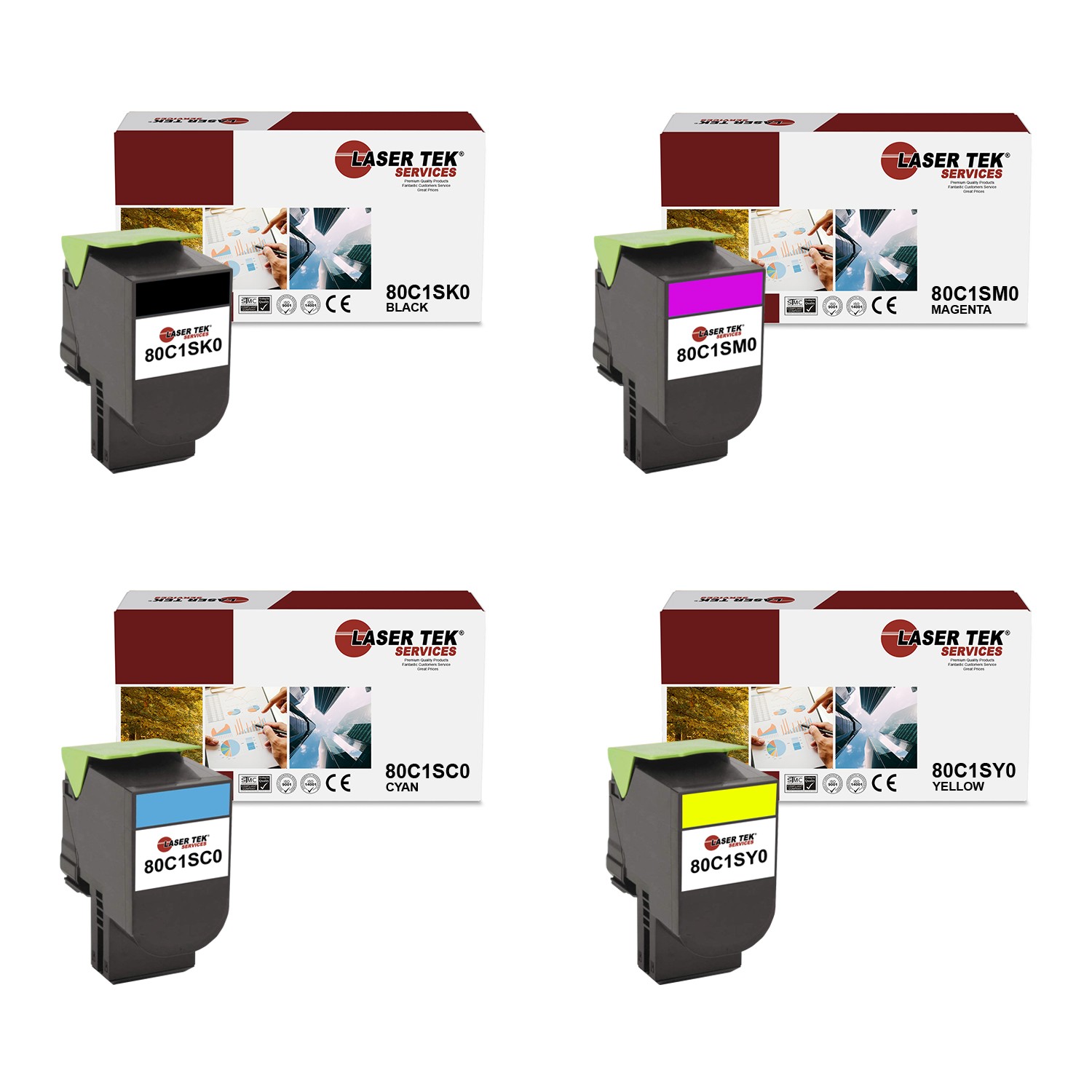 4Pk LTS 801S BCMY Compatible for Lexmark CX310dn CX310n CX410de Toner Cartridge