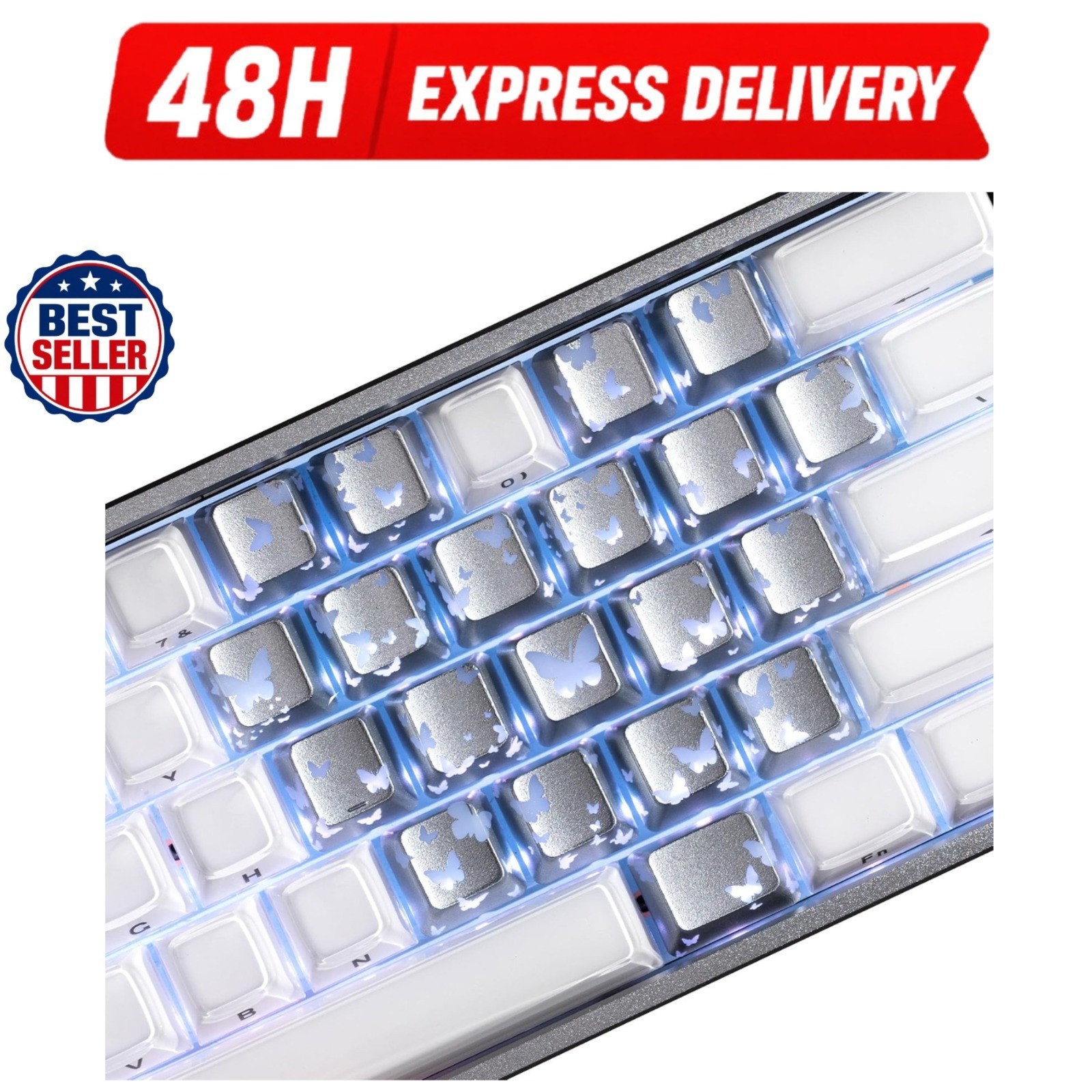 HITIME XVX Butterfly Shine Through Keycaps - 21 Key Mechanical Keycap Set