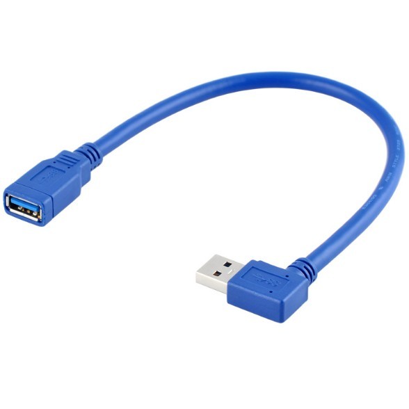 30CM USB 3.0 Right Angle Male to USB 3.0 Female Extension Cable 
