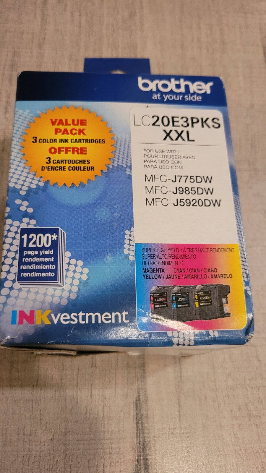 Brother LC20E3PKS XXL Super High Yield 3Pack Ink Cartridges Cyan/Magenta /Yellow