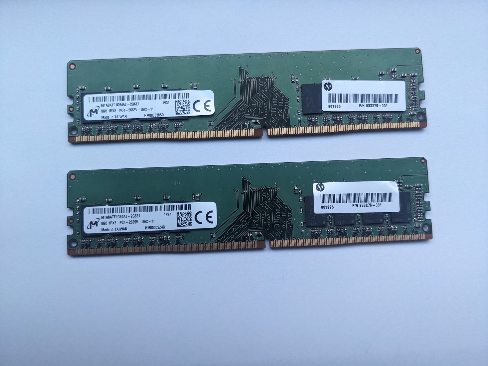 Micron HP 16GB 2x8GB DDR4-2666 Desktop RAM MTA8ATF1G64AZ-2G6E1 Tested