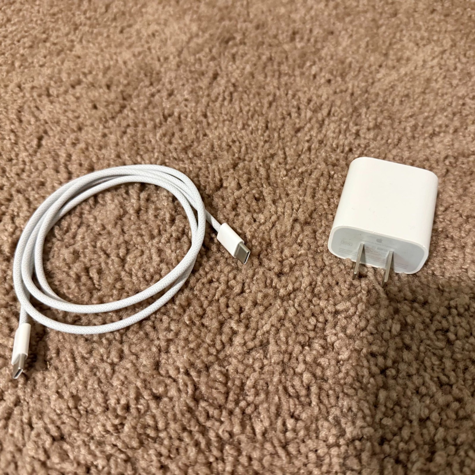 Genuine Apple 20W USB-C Power Adapter With Braided Cable White Open Box