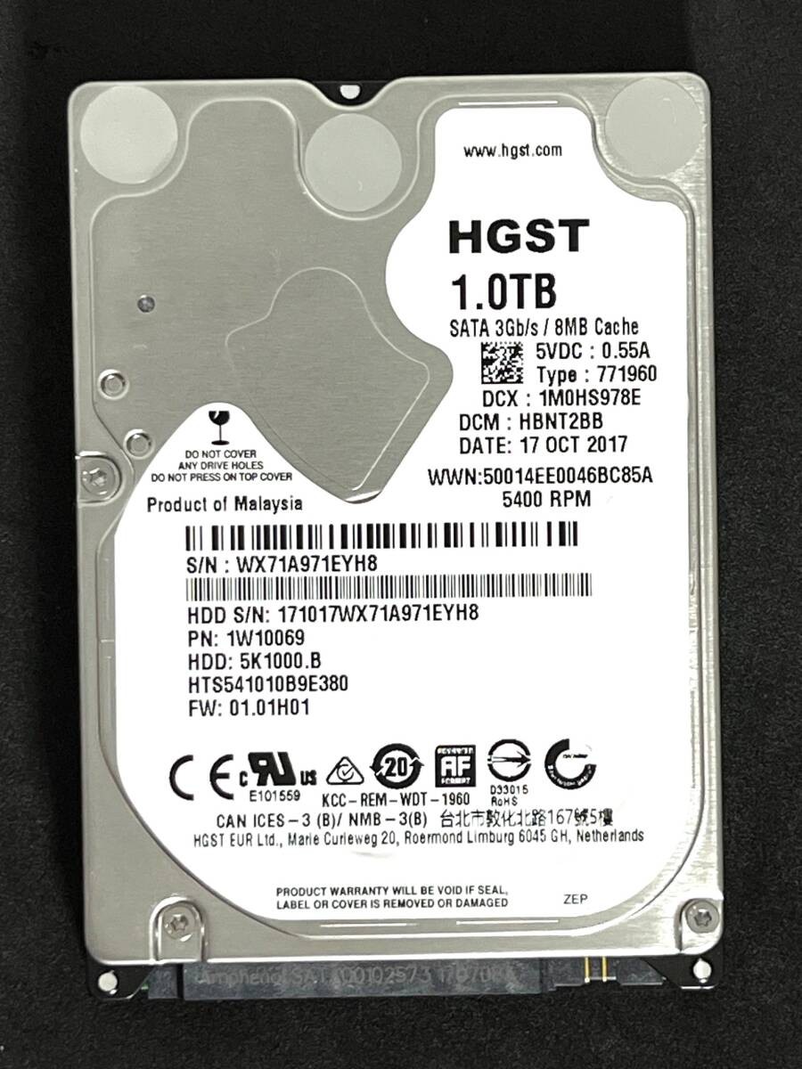 1TB  [Usage: 2692h] HTS541010B9E380 / HGST 2017 model Low usage HITACHI Travels