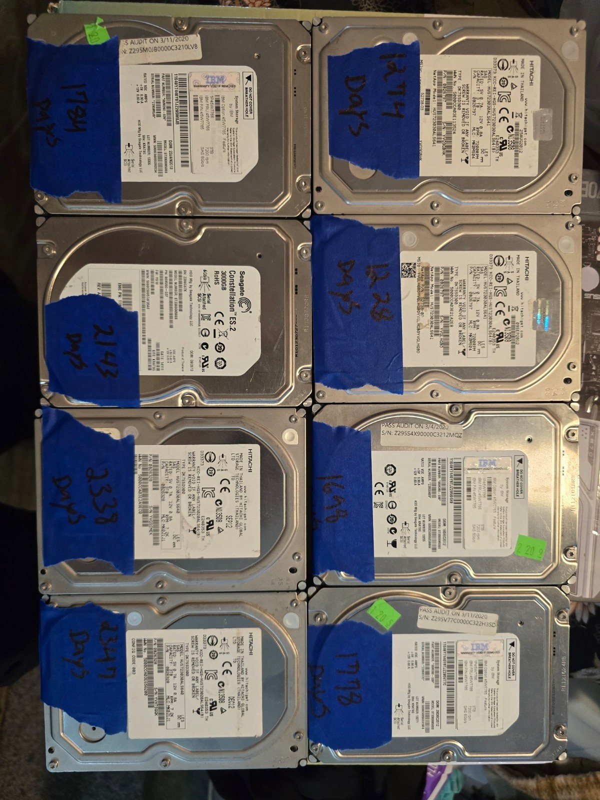 Lot of 8 - 3TB SAS 6Gb/s 7200RPM 3.5in Enterprise HDD Tested 99-100% Health