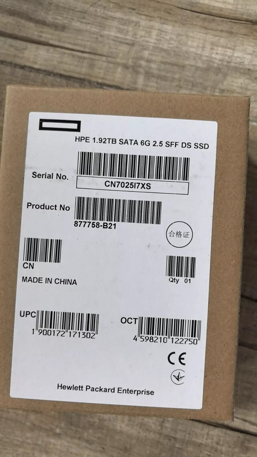 NEW 877758-B21 878852-001 HPE 1.92TB SATA 6G 2.5" SFF RI SC G9 Gen10 Server SSD