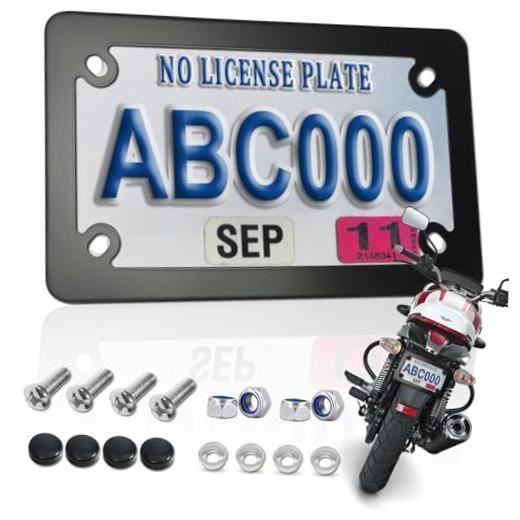 Motorcycle License Plate Frame, Black Motorcycle Plate Black-Motorcycle Frame