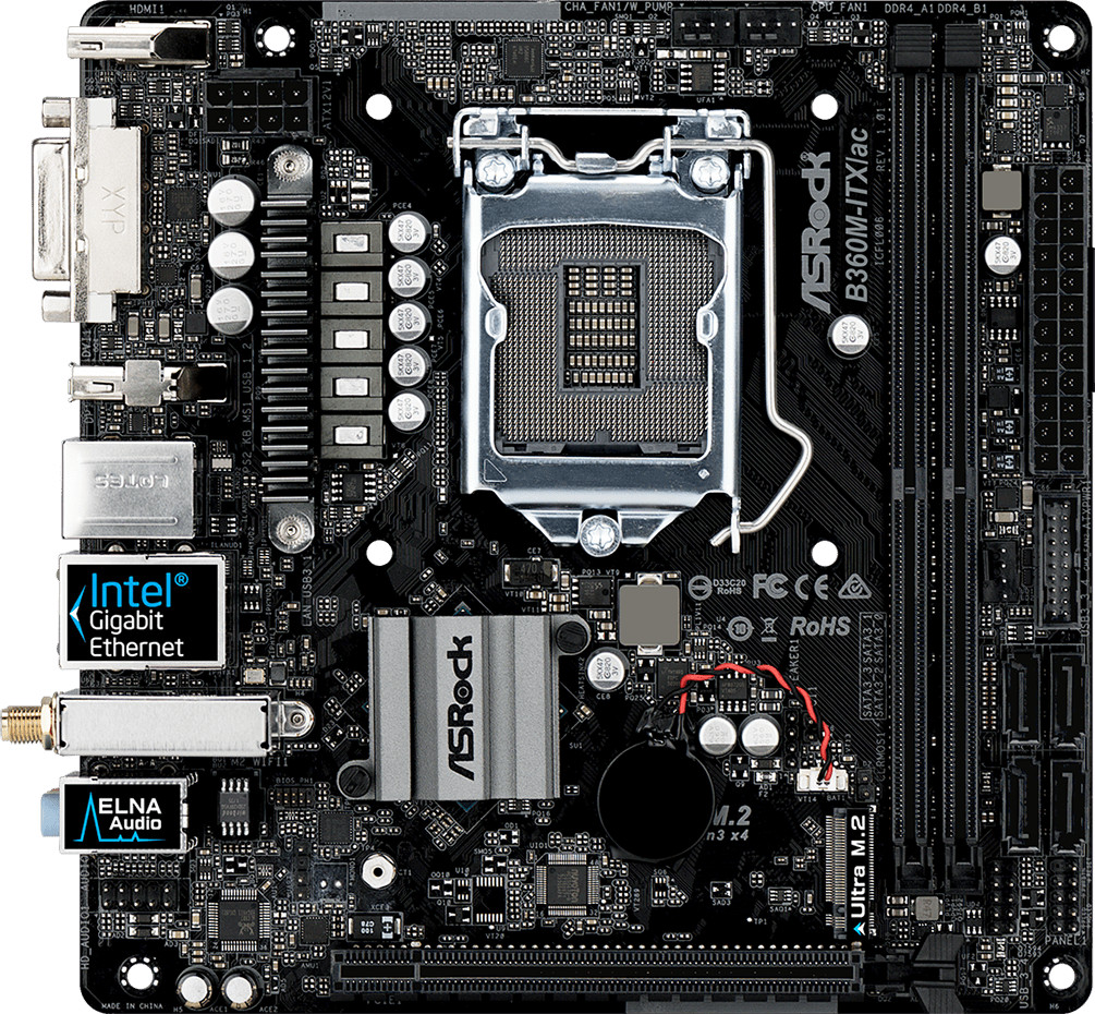 FOR ASRock B360M-ITX/AC Motherboard Supports with wifi Bluetooth 100% Test Work