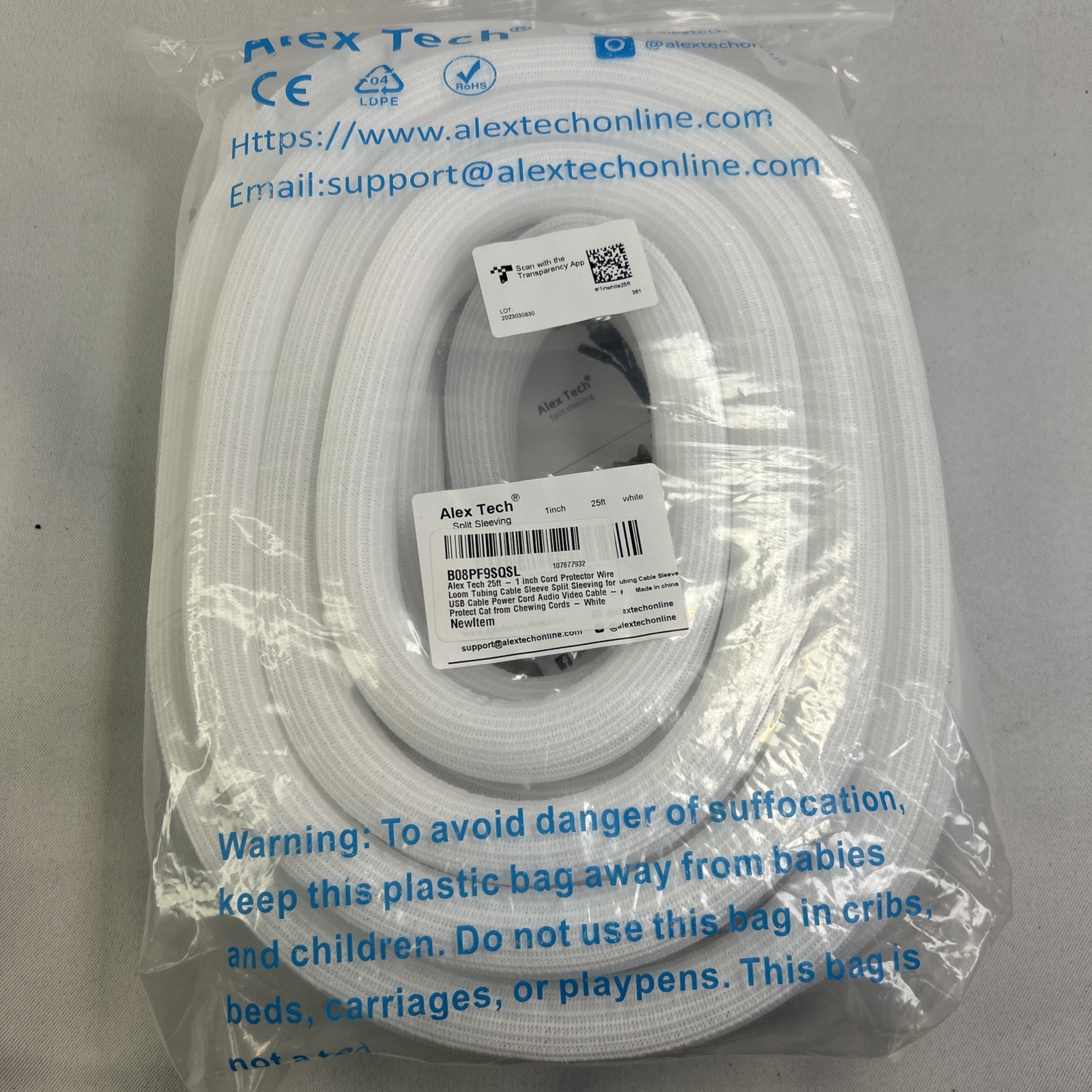 New Alex Tech 25ft - 1 inch Cord Protector Wire Loom Tubing Cable 1 Inch 25FT