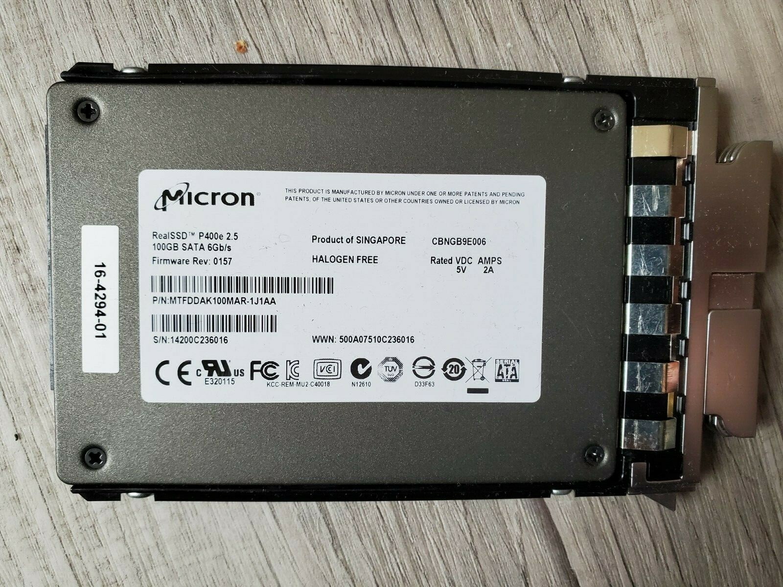 Micron 100GB  CISCO UCS-SD100G0KA2-S RealSSD P400e SATA  6GB/S 2.5" HDD FM: 0157