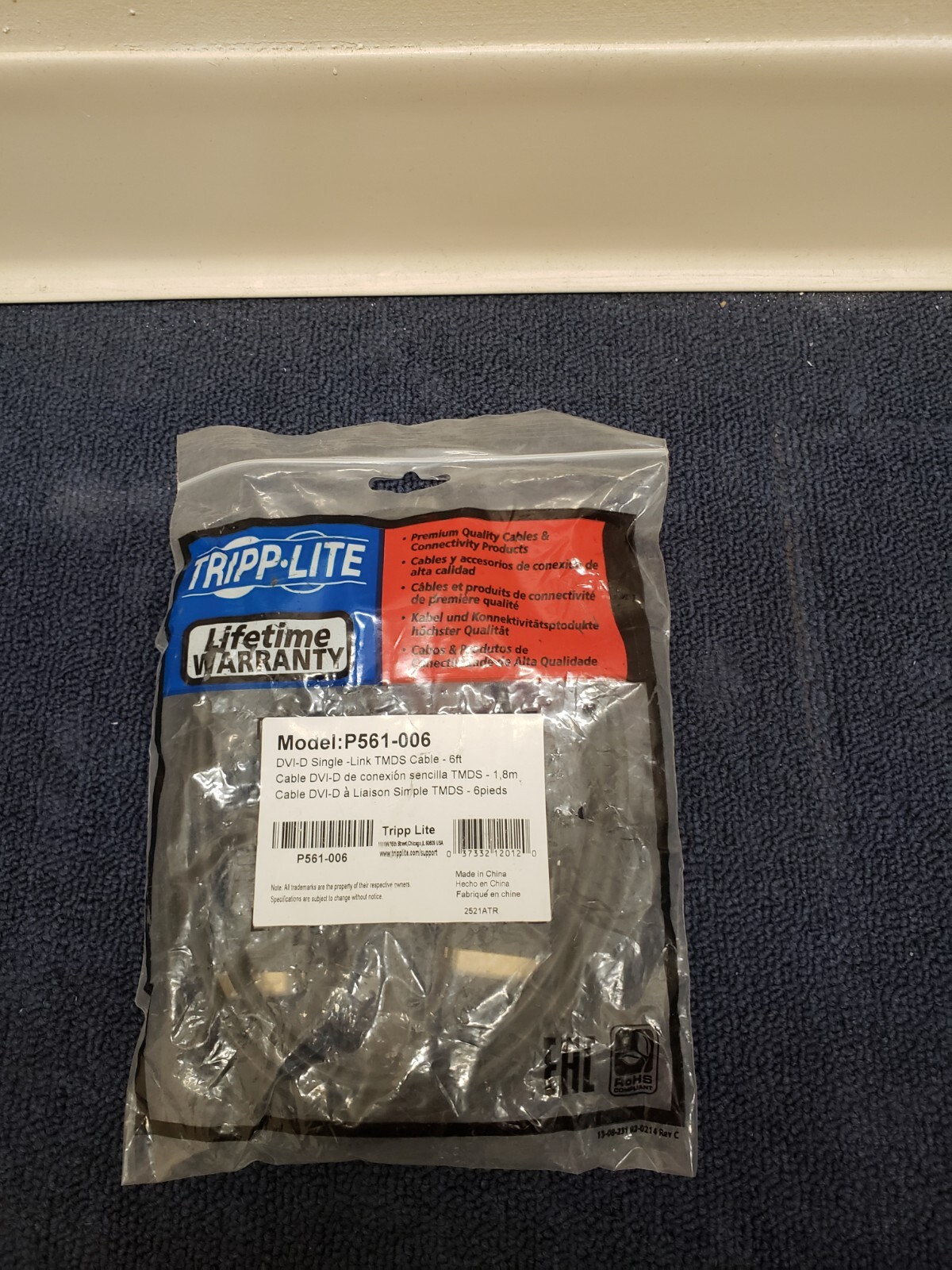 TRIPP LITE P561-006 6ft DVI-D Single Link TMDS Cable, 