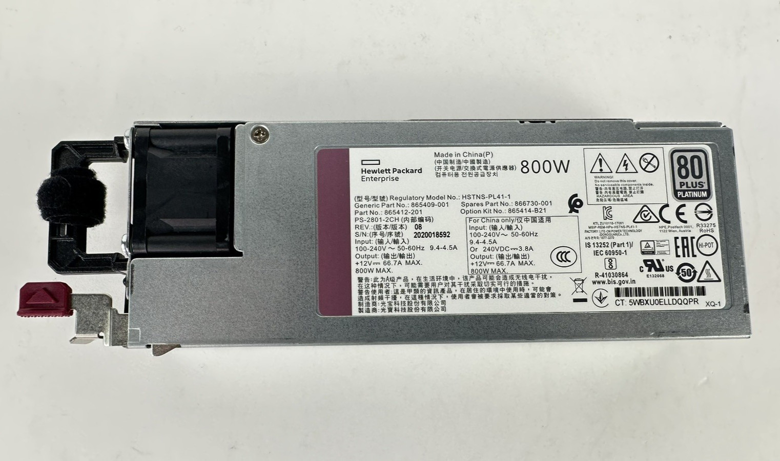 Lot of 20x HPE 800W Platinum Power Supply 100V-240V AC PSU Gen10 866730-001