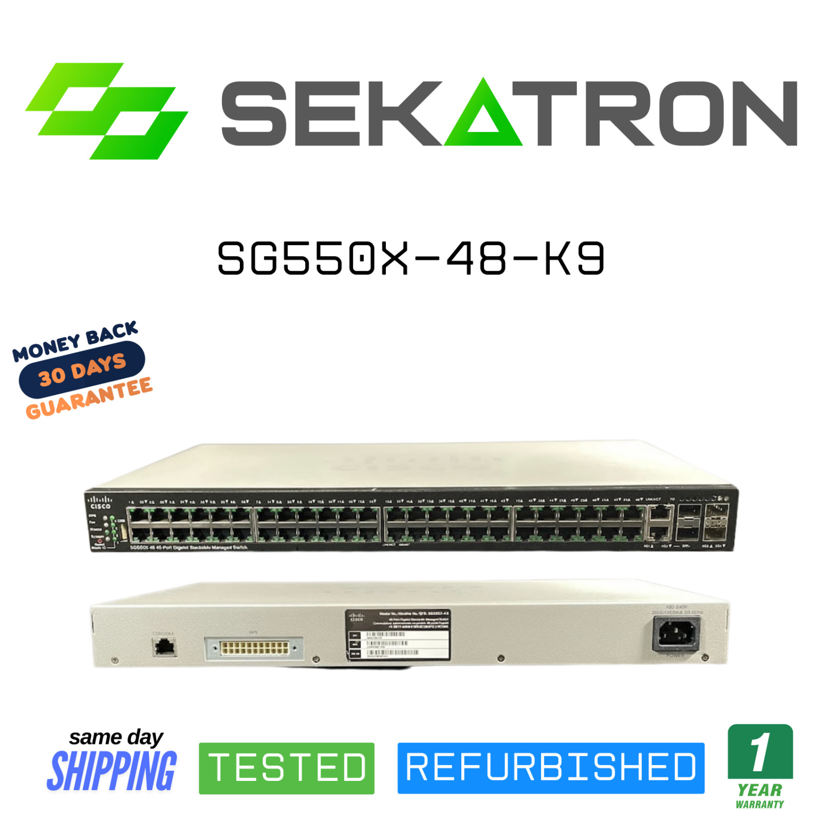 🔀 Cisco SG550X-48-K9 • 48× Gigabit • 4× 10G SFP+ • Dual-Fan • Tested ⚡FastShip