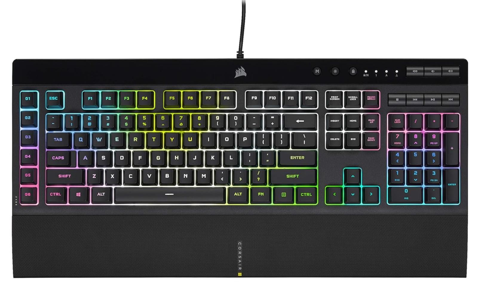 CORSAIR K55 RGB PRO XT Gaming Keyboard, Backlit Per-Key RGB LED, Rubberdome