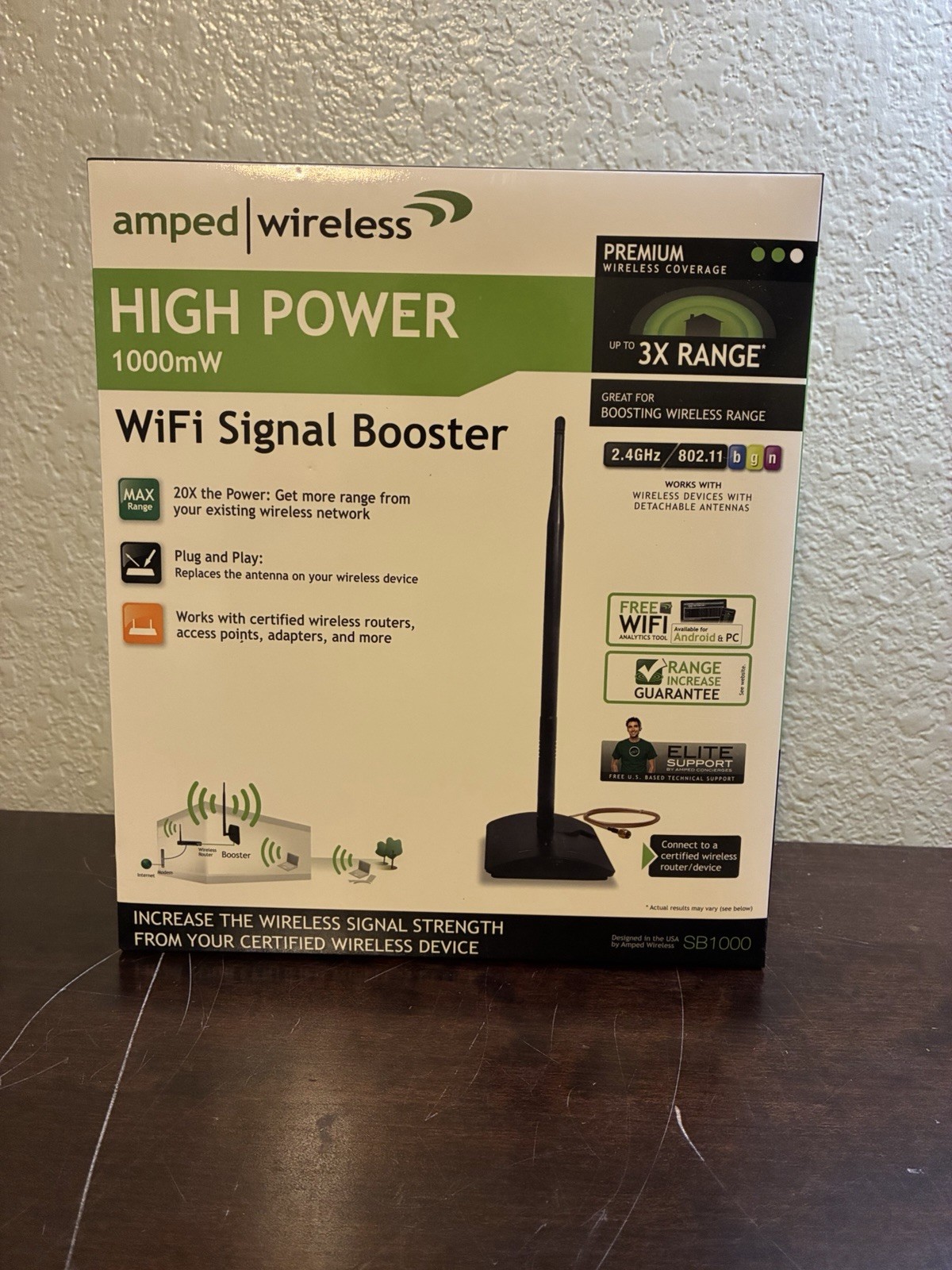 Brand New - Amped Wireless High Power 1000mW Wi-Fi Signal Booster (SB1000)