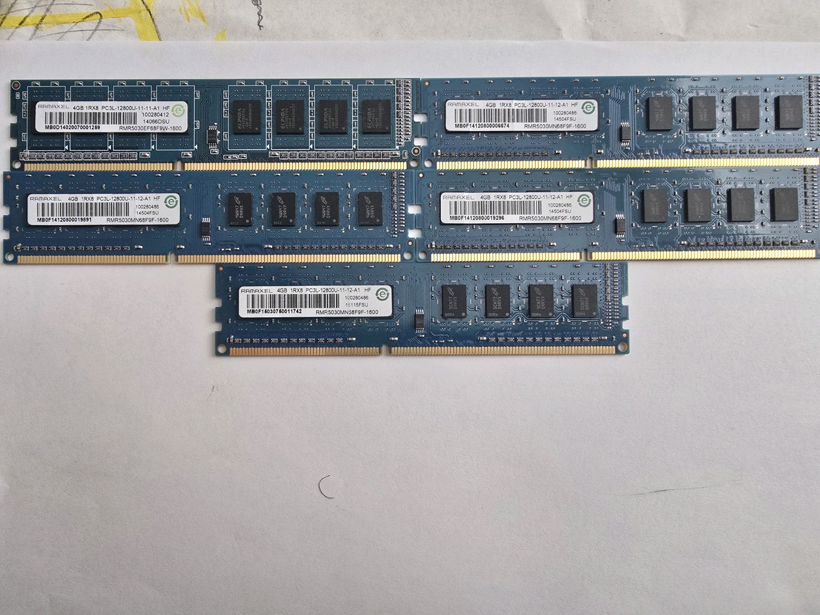 RAMAXEL 4GB PC3L-12800U-11-11-A1 DDR3-1600MHz PC Memory RAM DIMM-Lot Sale Of 5