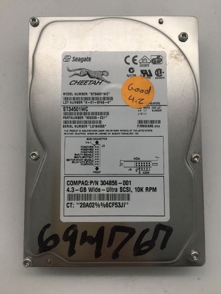 Hdd, seagate ,4gb scsi, 9e2005-021, af01; compaq:p/n 304856-001, 80 pin