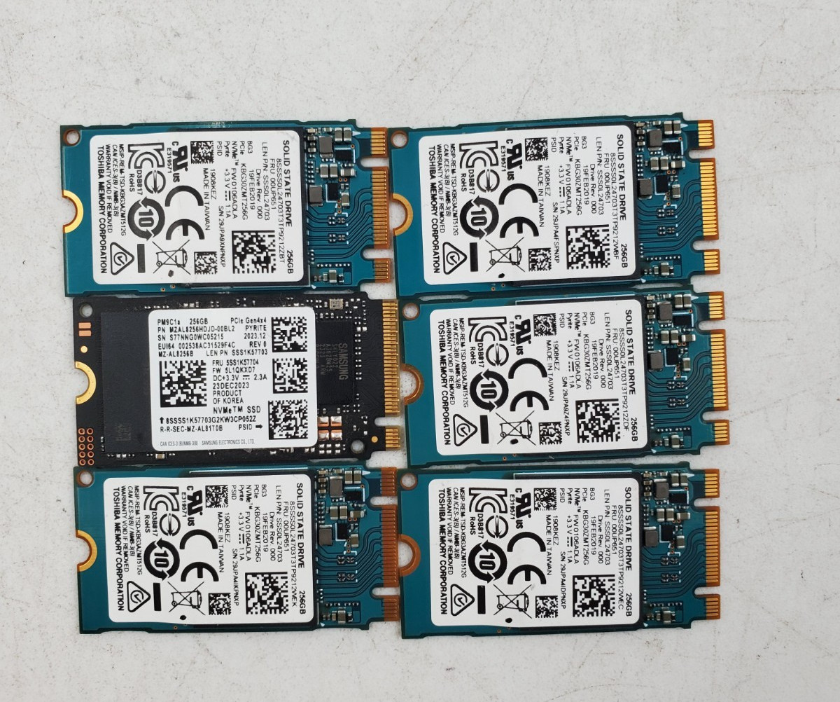 LOT OF 6  MIX BRAND  512GB  NVMe  SSD  INTERNAL SOILD STATE DRIVE (M258)