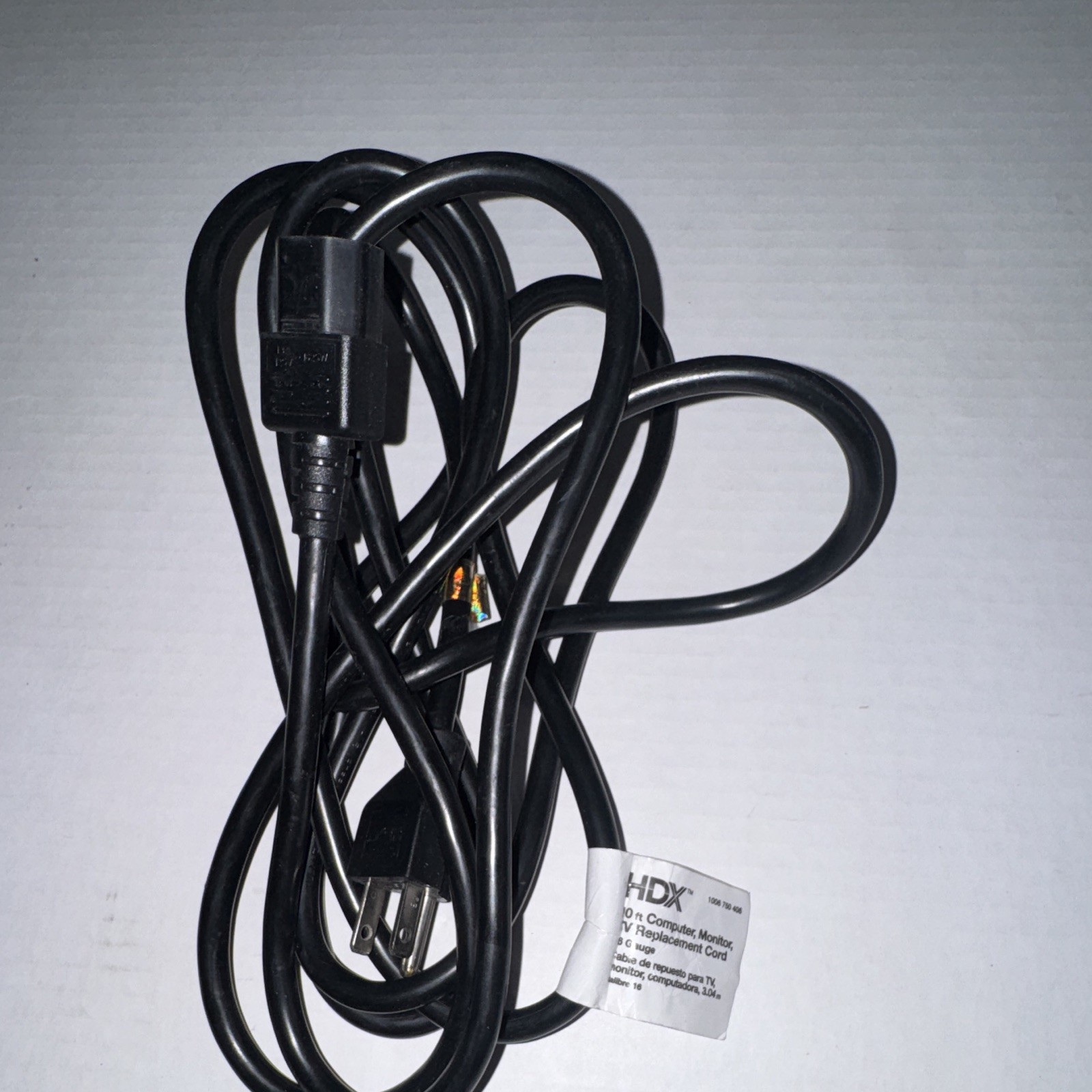 HDX 10 ft 16 Gauge Power Cord Cable NEMA 5-15P to IEC C13 Black TV/PC