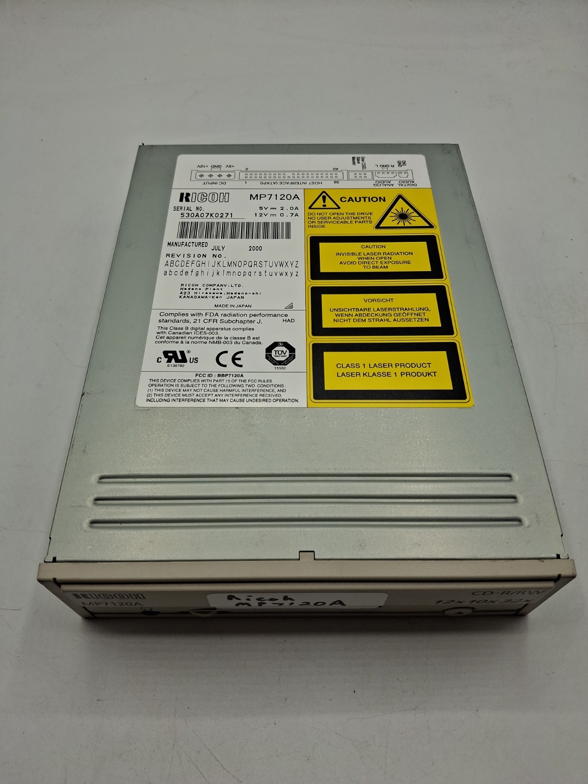 Internal Drive Burner RICOH MP7120A CD-R/RW Drive IDE 5.25 Inches