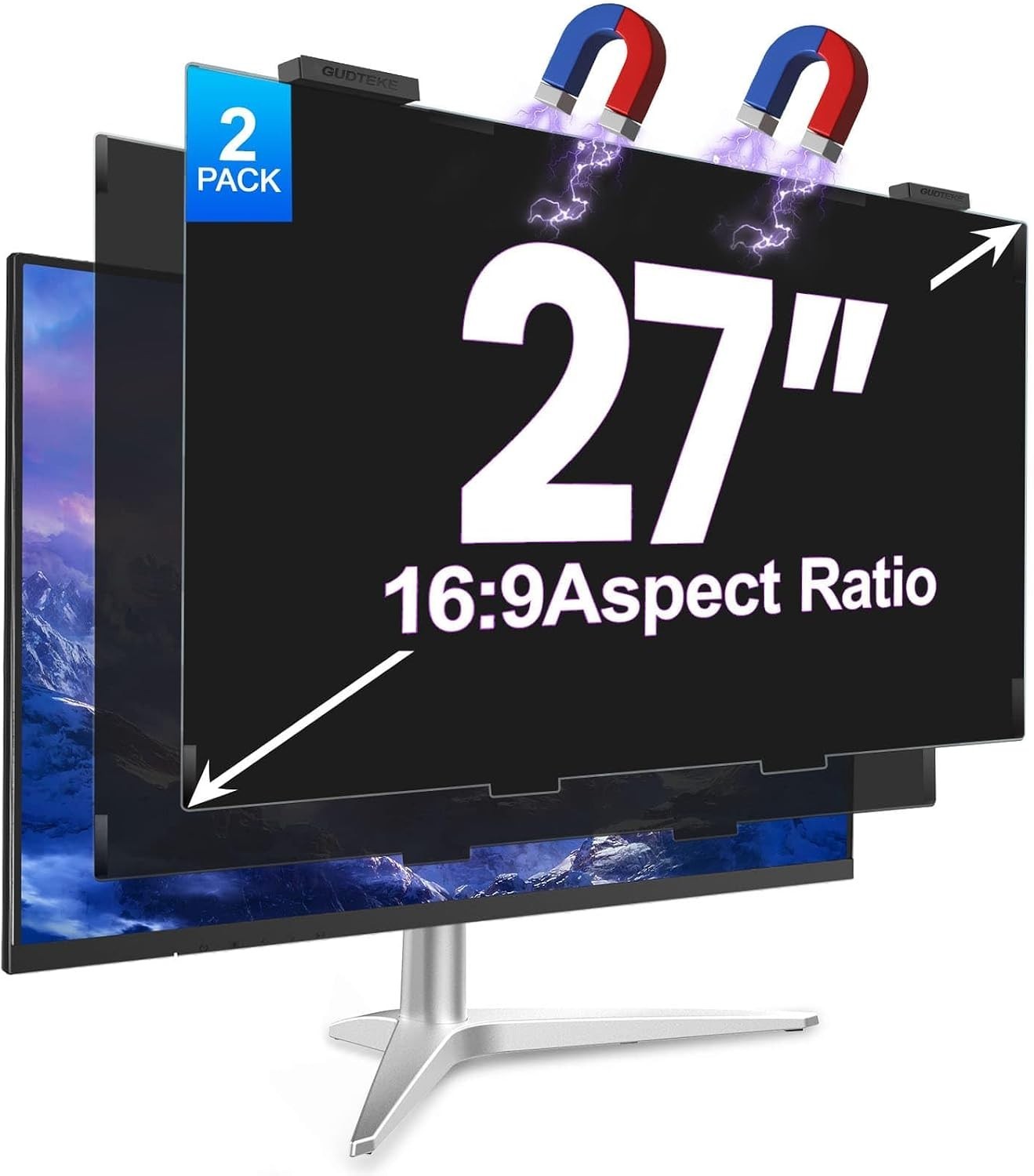 2 Pack 27 Inch Magnetic Computer Privacy Screen for Monitor 16:9 Aspect Ratio,
