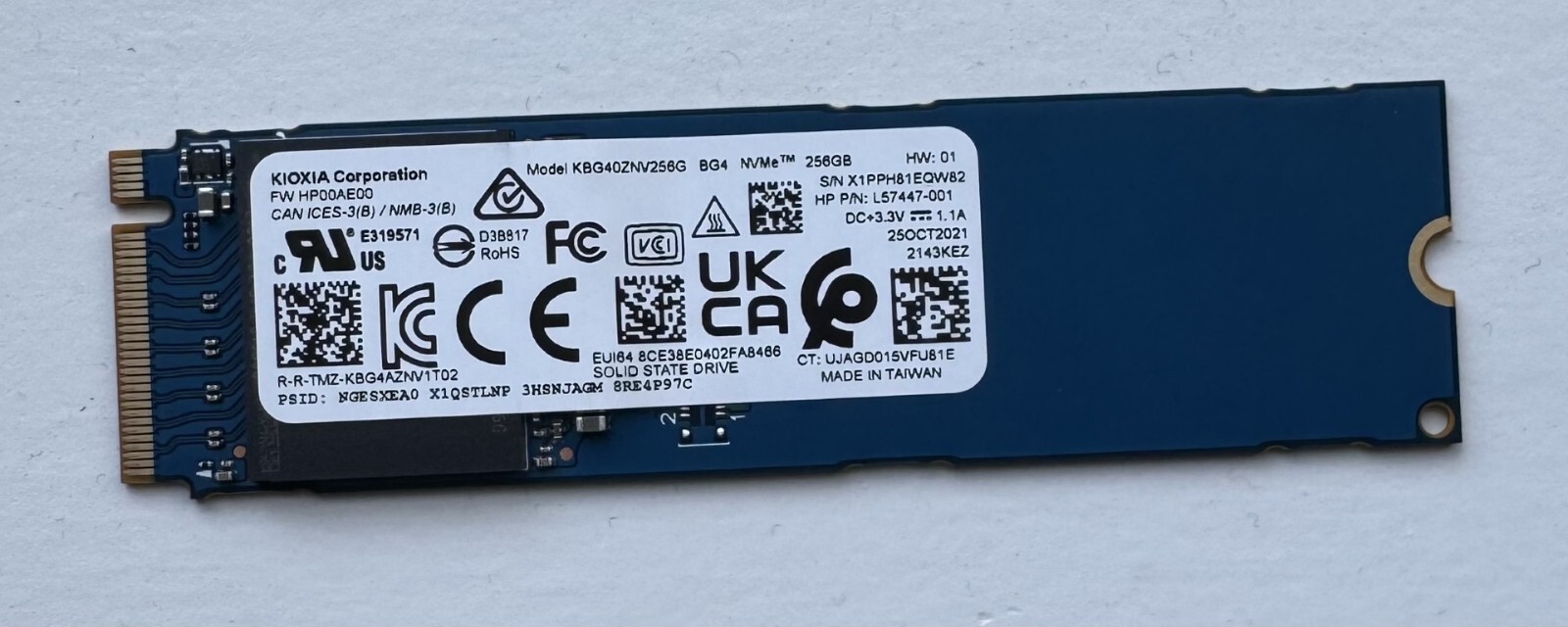 KIOXIA 256GB SSD BG4 M.2 2280 NVMe PCIe Gen3 x4 KBG40ZNV256G L57447