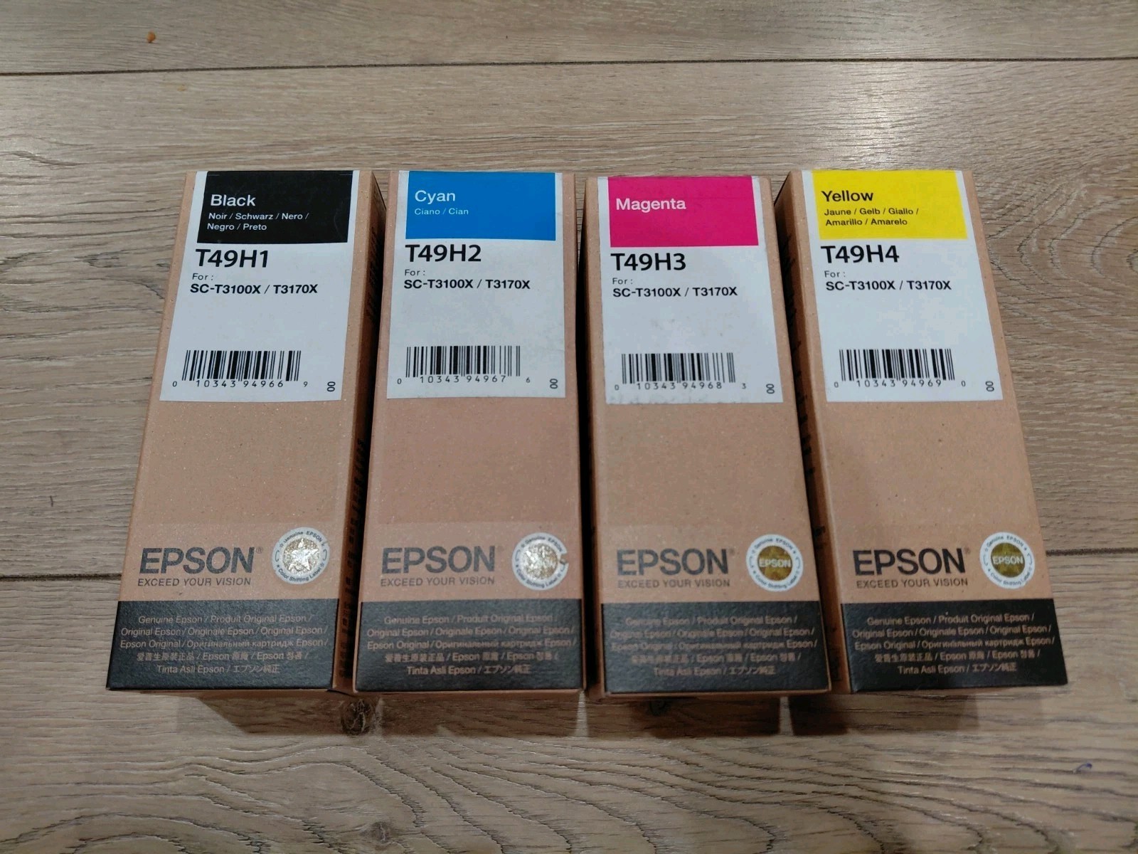 Genuine Epson T49H1 T49H2 T49H3 T49H4 Ink Bottles 4 Pack for SureColor T3170x