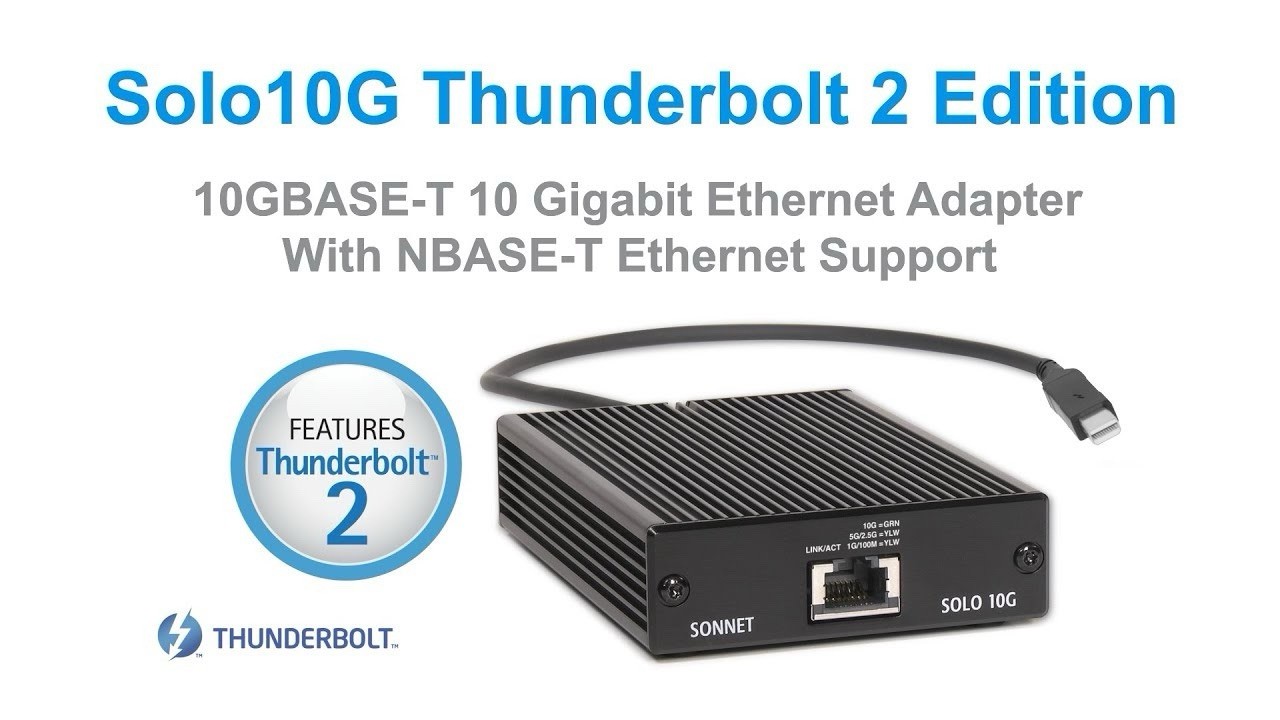 Sonnet Solo 10G 10GBASE-T | Thunderbolt 2 to 10GbE Ethernet Adapter