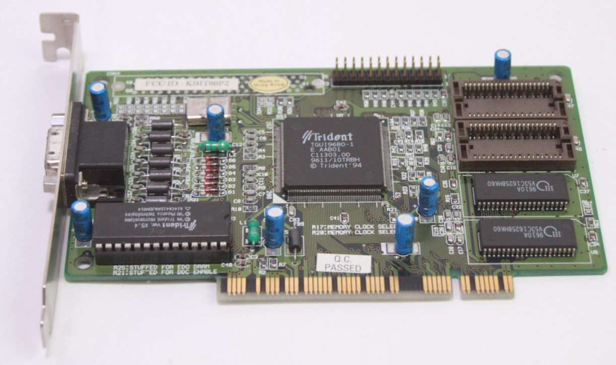 Trident TGUI9680-1 PCI VGA Graphics Card 1MB 8257G/V5 Vintage GPU UNTESTED