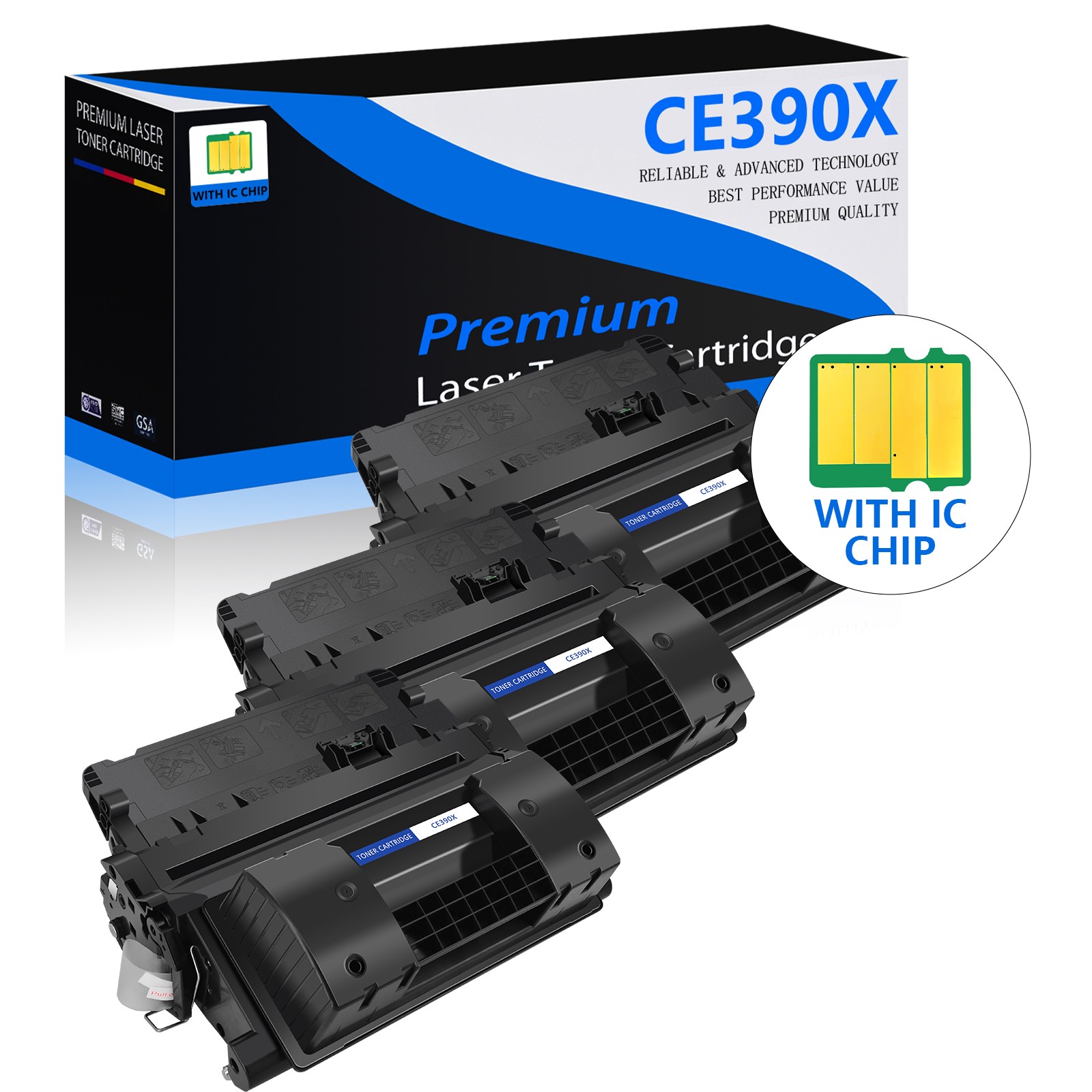 3PK Black CE390X 90X Toner Cartridge HP LaserJet M4555f M4555fskm M4555h M603dn