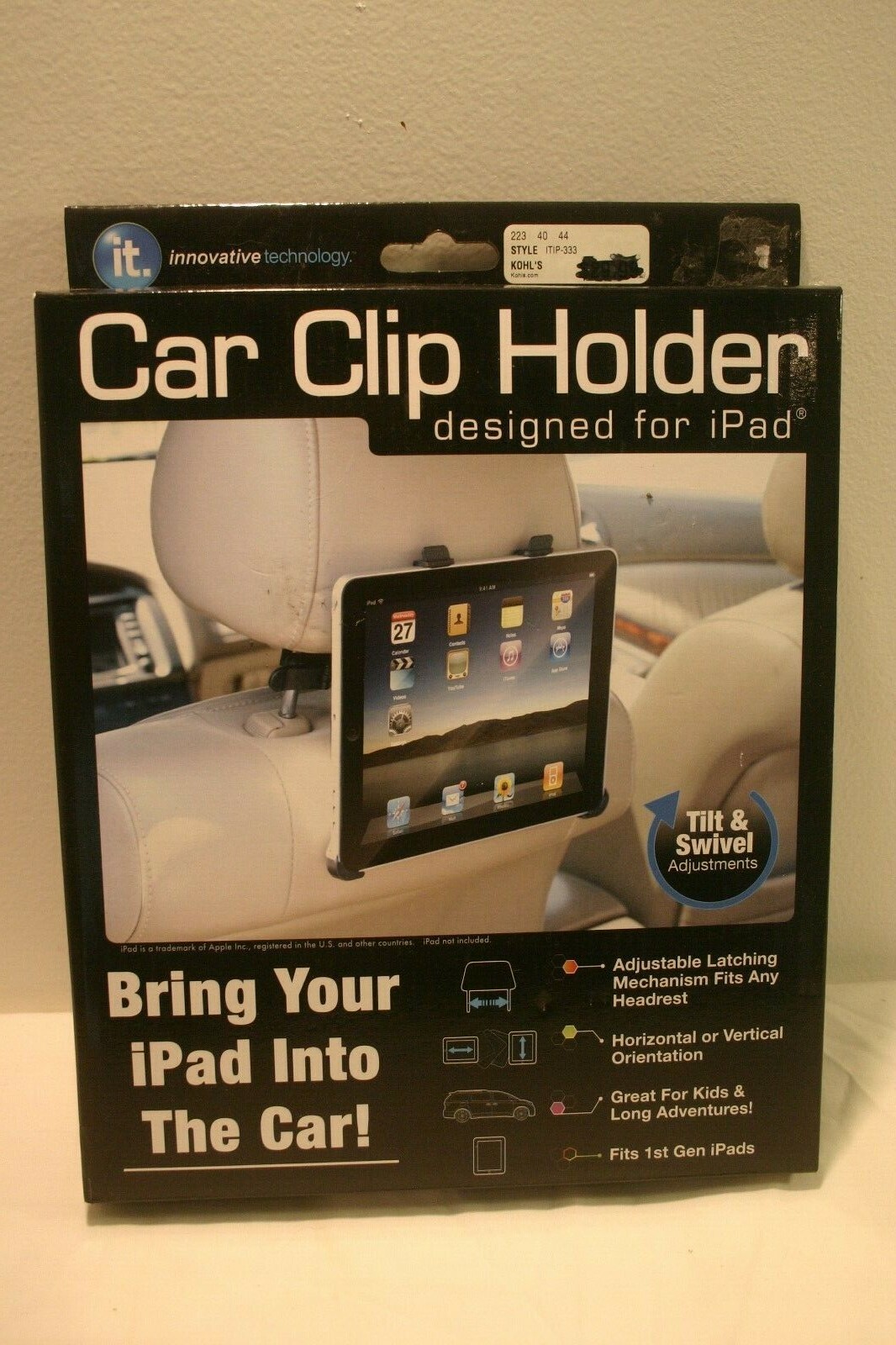 Innovative  Technology iPad Car Clip Holder Tilt & Swivel