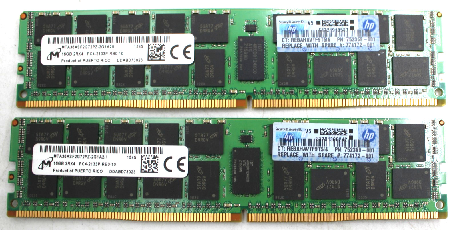 2 Sticks - Micron MTA36ASF2G72PZ-2G1A2II 16GB 2Rx4 PC4-2133P ECC Server RAM PC4