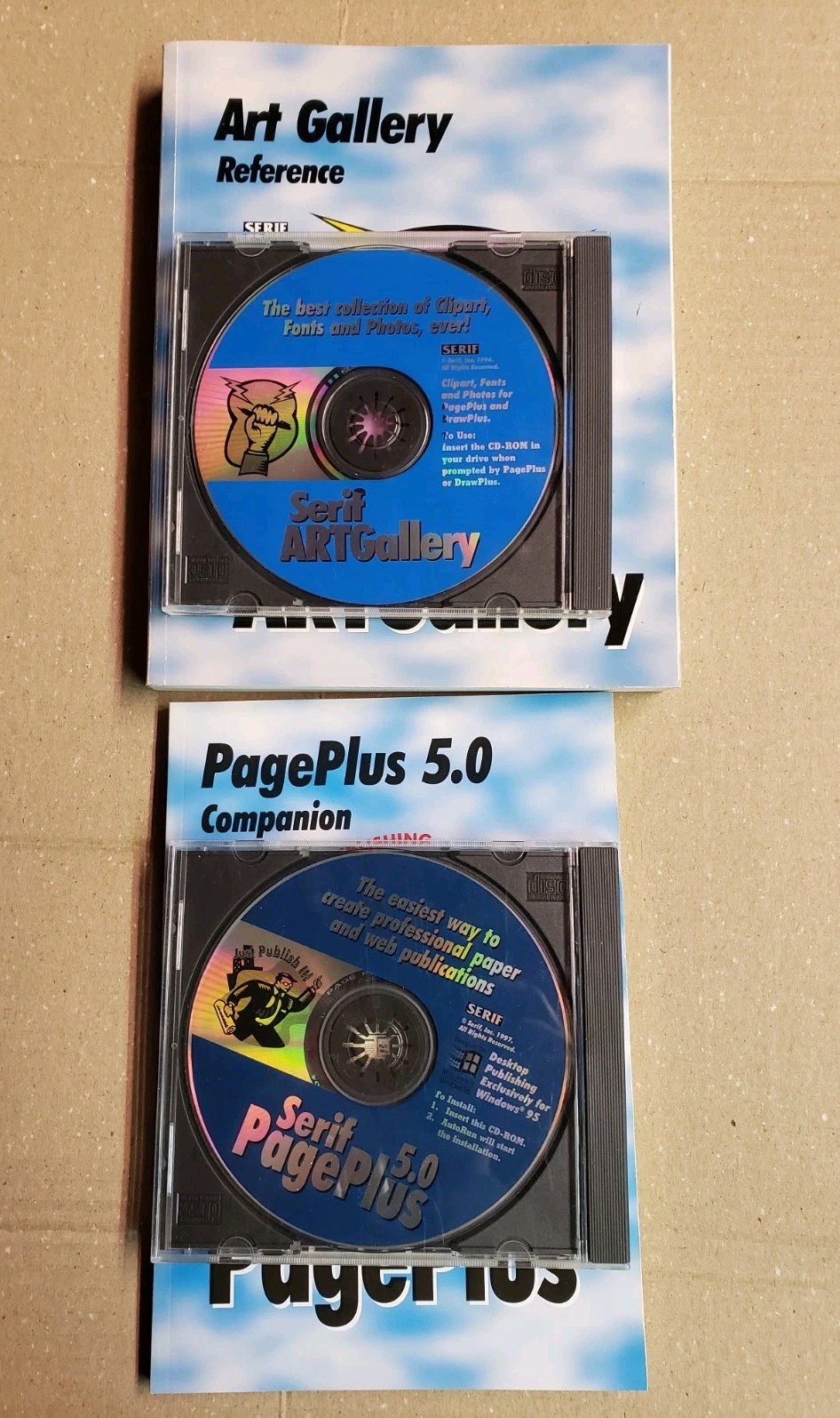 Vintage Serif Software Pageplus 5.0 CD & Art Gallery CD For Windows 95 + manuals