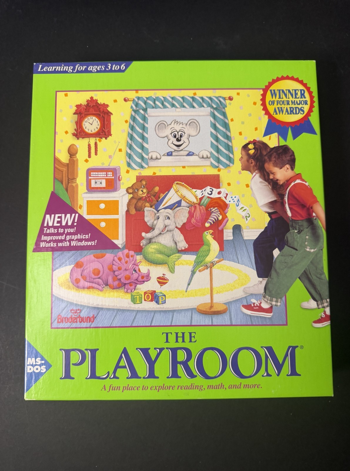 Vintage THE PLAYROOM Software Game OPEN BOX Broderbund Big Box 3.5 Floppy PC