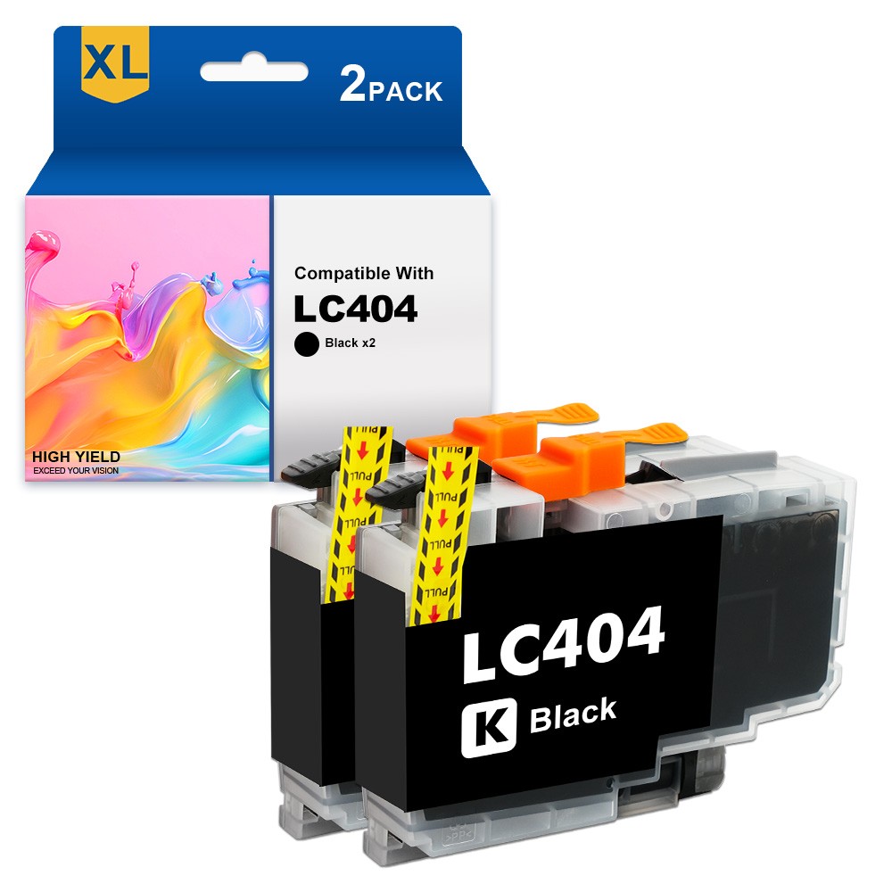 2Pack LC404 Black Ink Compatible For Brother MFC-J1205W MFC-J1215W MFC-J1205W XL